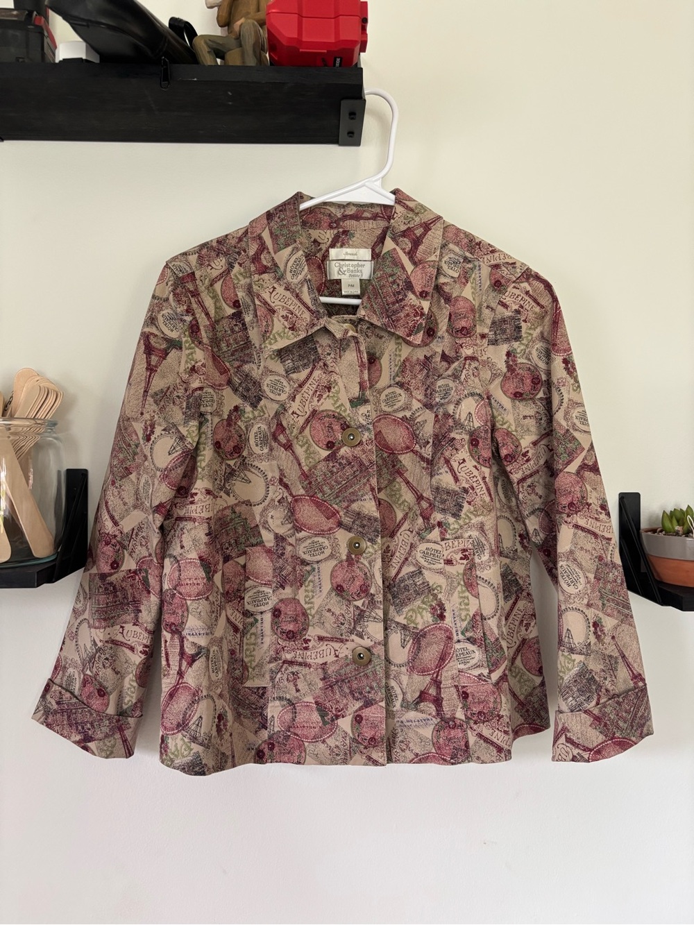 Christopher & Banks Petite Paris Eiffel Tower Print Jacket P/M